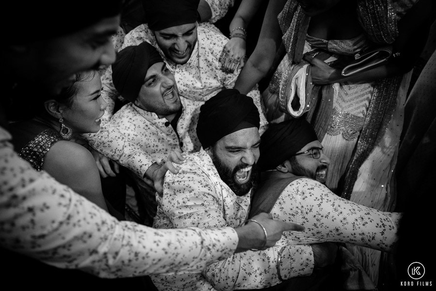 Wedding doli Groom and friends Black and white