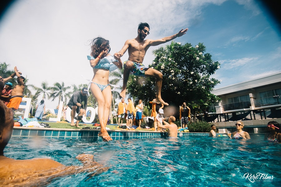 Indian wedding Poolparty jump gopro