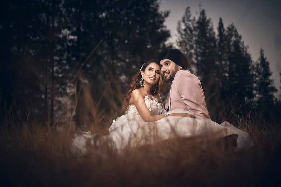 Prewedding In the middle of the garden indian In the forest