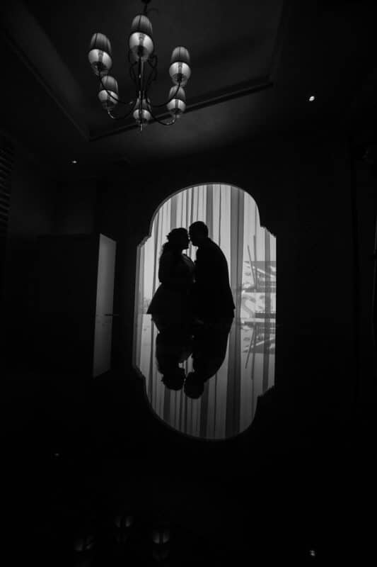Western Wedding Groom&bride Black and white silhouette