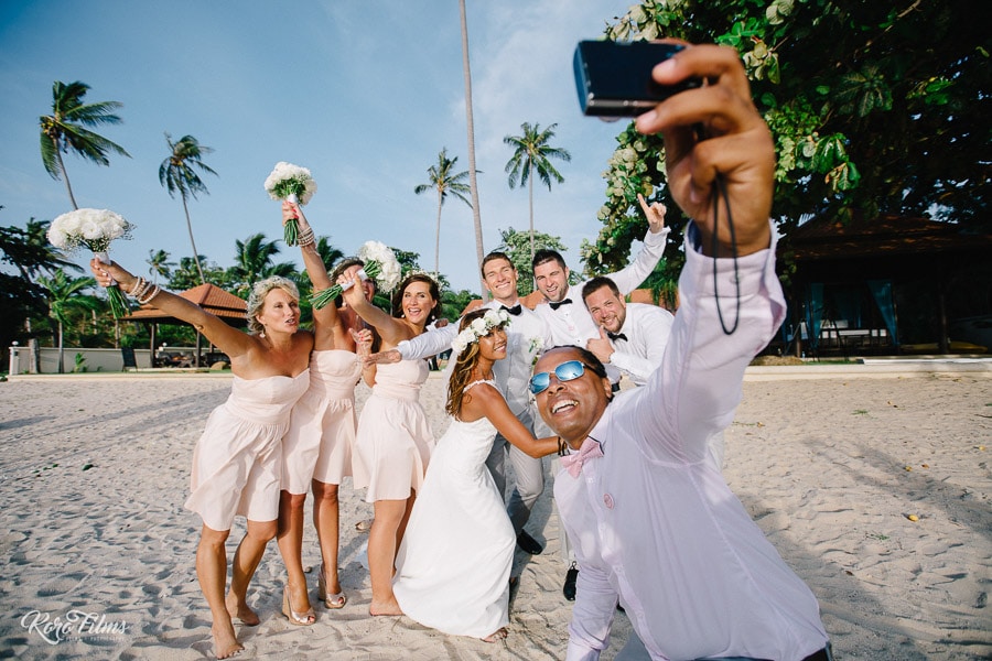 Western Wedding Selfies, brides, grooms and friends on the beach